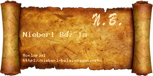 Nieberl Béla névjegykártya